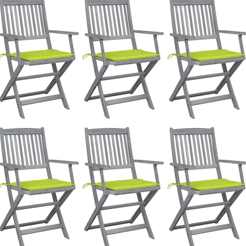 MAISON EXCLUSIVE - Chaises pliables d'extérieur lot de 6 et coussins bois d'acacia