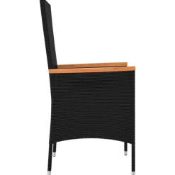 MAISON EXCLUSIVE - Chaises de jardin lot de 4 avec coussins résine tressée noir