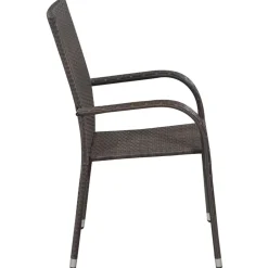 MAISON EXCLUSIVE - Chaises empilables d'extérieur lot de 4 résine tressée marron
