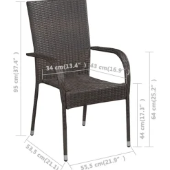MAISON EXCLUSIVE - Chaises empilables d'extérieur lot de 4 résine tressée marron