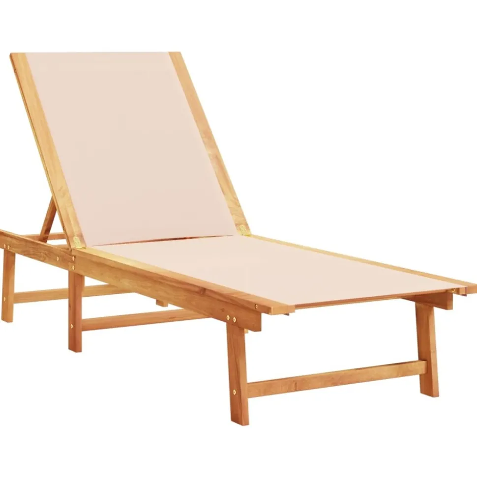 MAISON EXCLUSIVE - Chaises longues lot de 2 table crème bois d'acacia et textilène