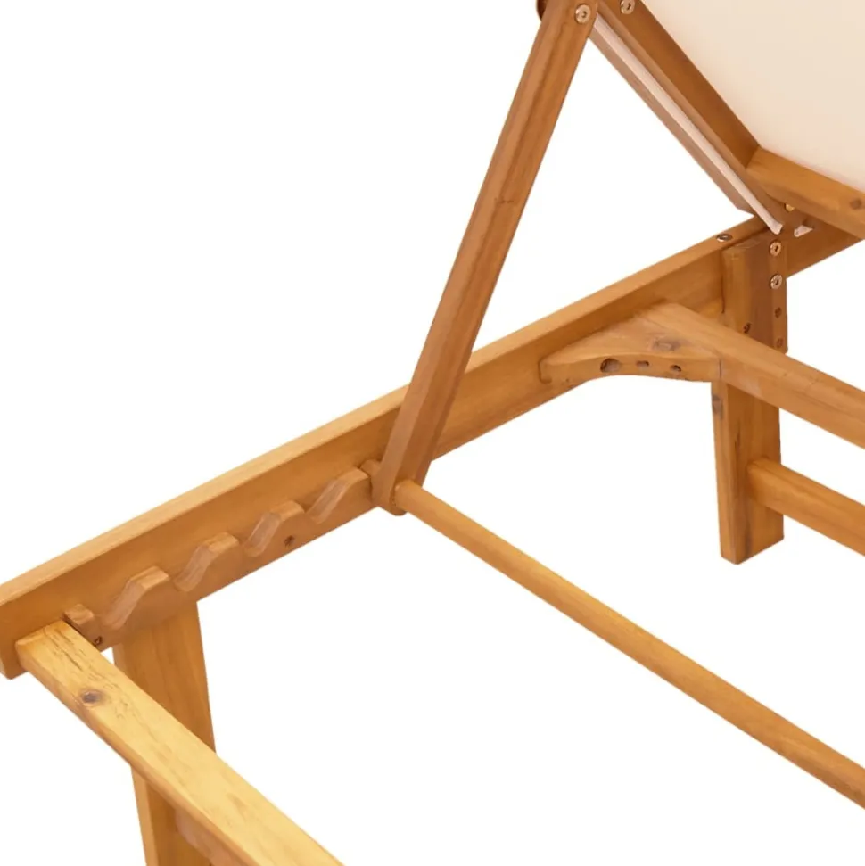 MAISON EXCLUSIVE - Chaises longues lot de 2 table crème bois d'acacia et textilène