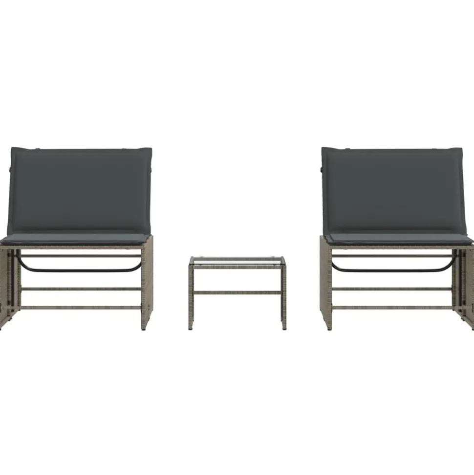 MAISON EXCLUSIVE - Chaises longues 2 pièces avec table en résine tressée grise