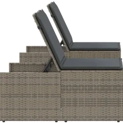 MAISON EXCLUSIVE - Chaises longues 2 pièces avec table en résine tressée grise