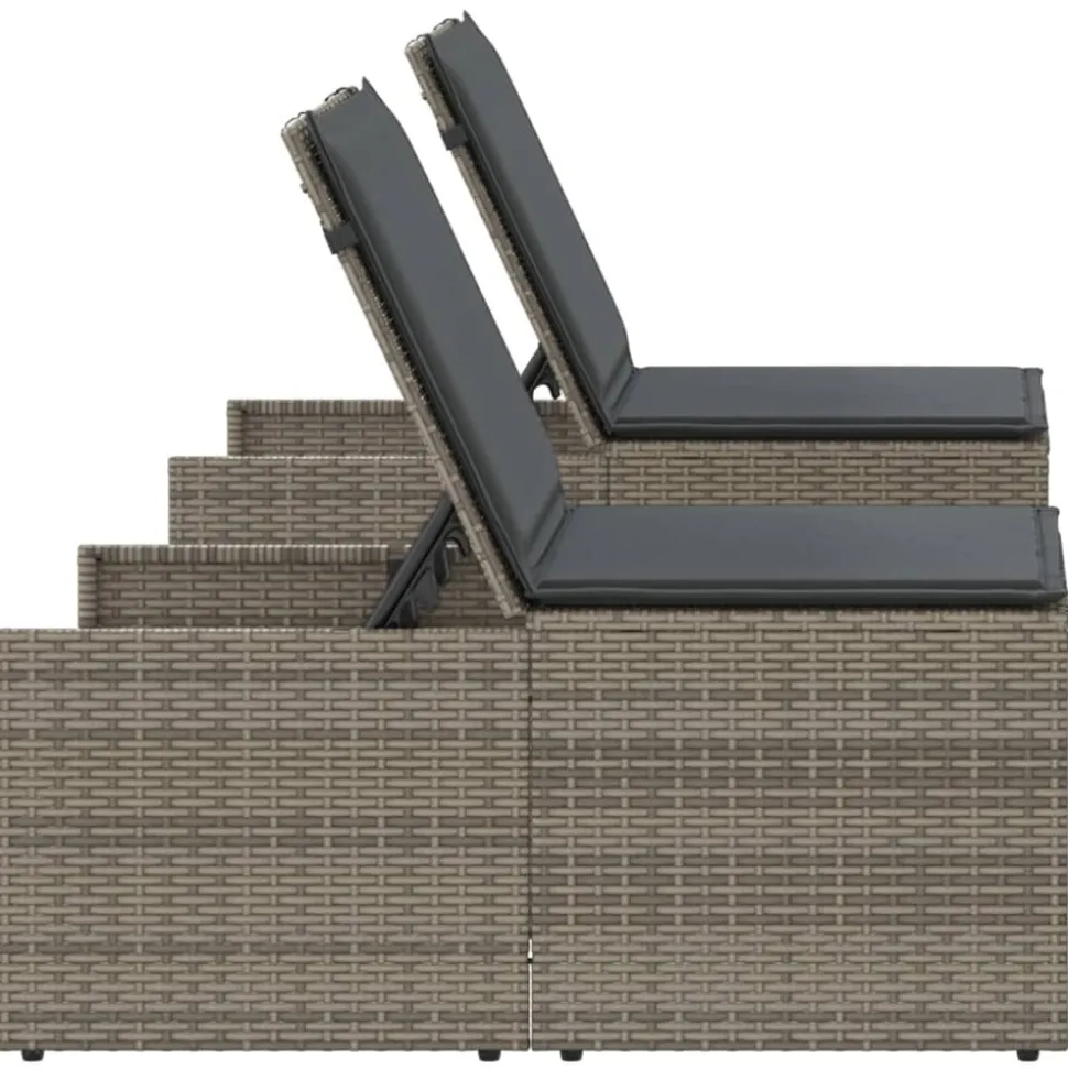 MAISON EXCLUSIVE - Chaises longues 2 pièces avec table en résine tressée grise