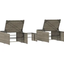 MAISON EXCLUSIVE - Chaises longues 2 pièces avec table en résine tressée grise