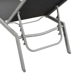 MAISON EXCLUSIVE - Chaises longues lot de 2 avec table acier et textilène noir