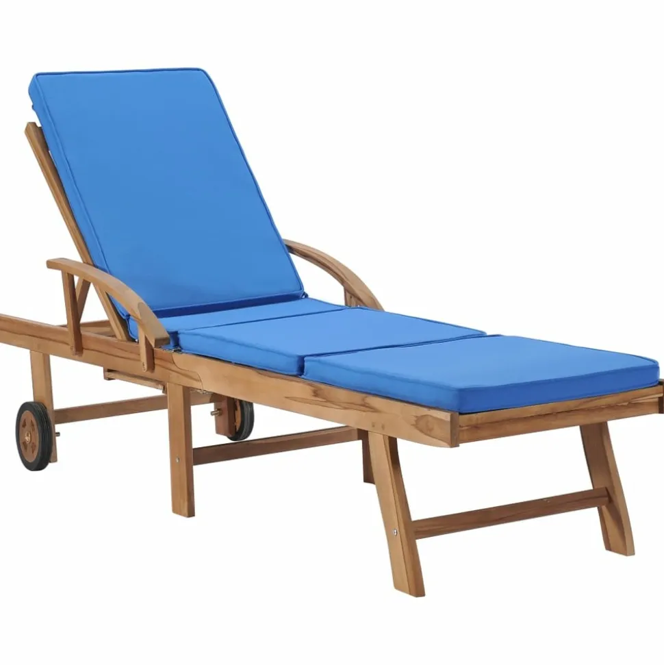 MAISON EXCLUSIVE - Chaises longues avec coussins 2 pcs bois de teck solide bleu