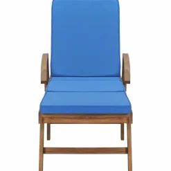 MAISON EXCLUSIVE - Chaises longues avec coussins 2 pcs bois de teck solide bleu