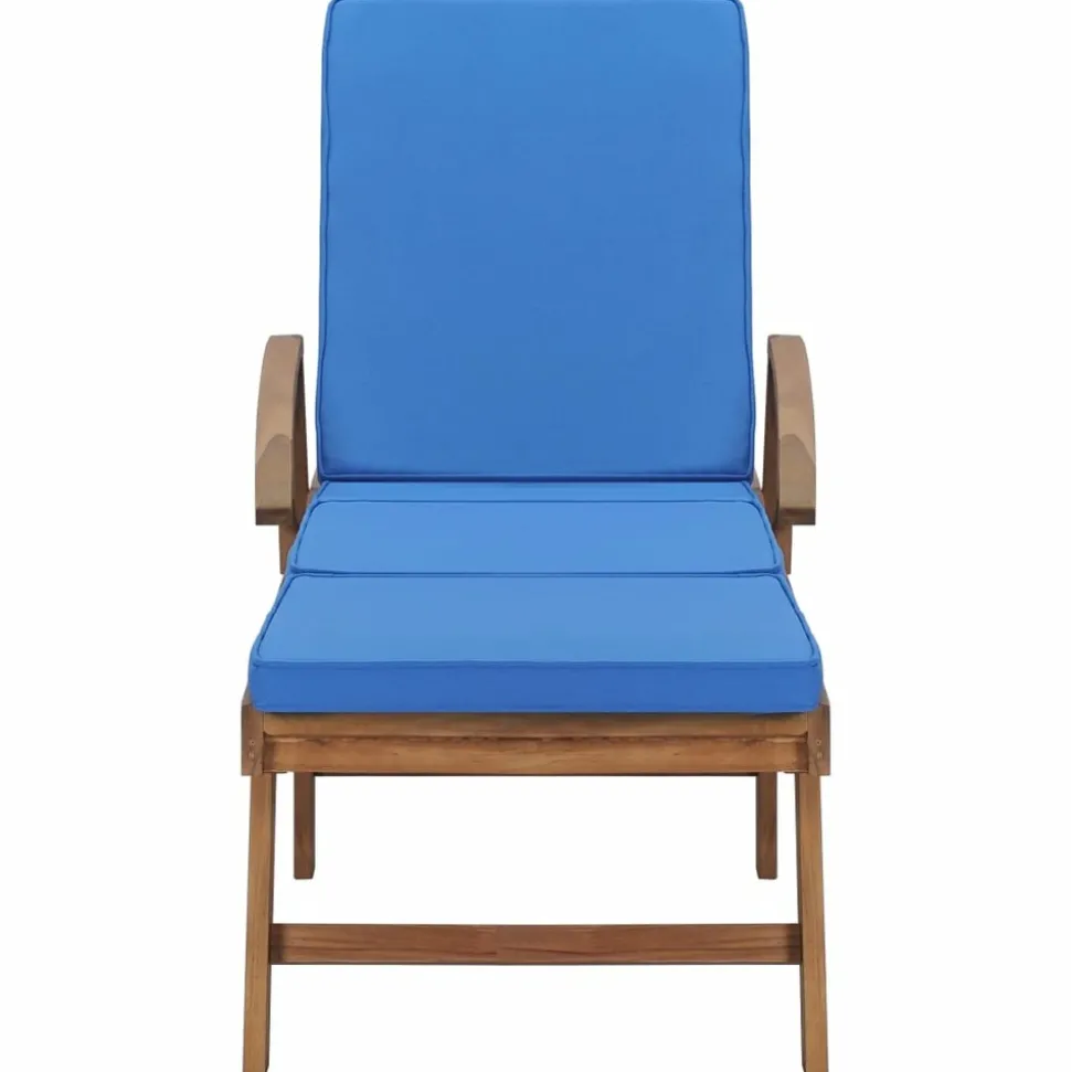 MAISON EXCLUSIVE - Chaises longues avec coussins 2 pcs bois de teck solide bleu