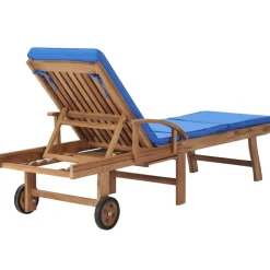 MAISON EXCLUSIVE - Chaises longues avec coussins 2 pcs bois de teck solide bleu