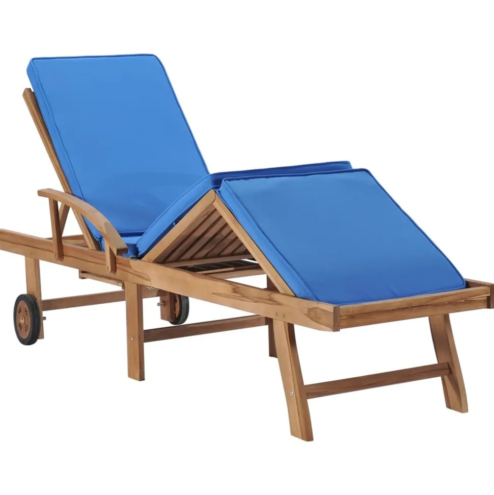 MAISON EXCLUSIVE - Chaises longues avec coussins 2 pcs bois de teck solide bleu