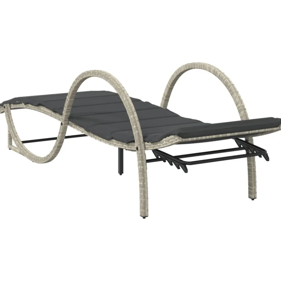 MAISON EXCLUSIVE - Chaises longues lot de 2 et coussins gris clair résine tressée