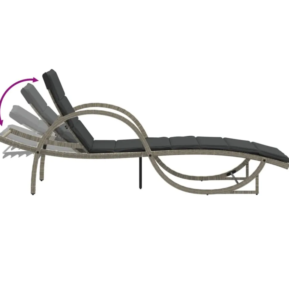 MAISON EXCLUSIVE - Chaises longues lot de 2 et coussins gris clair résine tressée