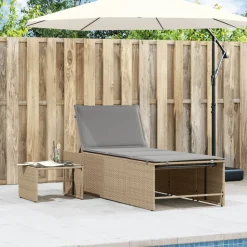 MAISON EXCLUSIVE - Chaises longues 2 pièces avec table en résine tressée beige