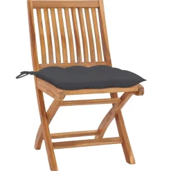 MAISON EXCLUSIVE - Chaises de jardin lot de 2 et coussins anthracite bois de teck