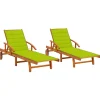 MAISON EXCLUSIVE - Chaises longues lot de 2 avec coussins bois d'acacia solide