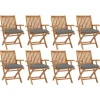 MAISON EXCLUSIVE - Chaises pliables de jardin avec coussins lot de 8 teck solide
