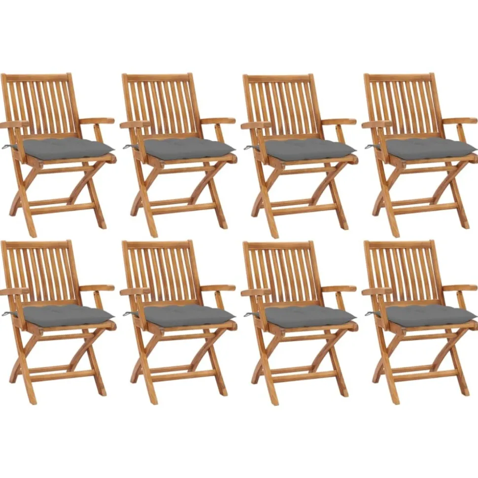 MAISON EXCLUSIVE - Chaises pliables de jardin avec coussins lot de 8 teck solide