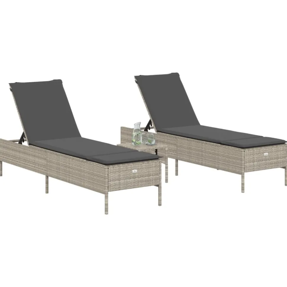 MAISON EXCLUSIVE - Chaises longues avec coussins lot de 2 gris résine tressée
