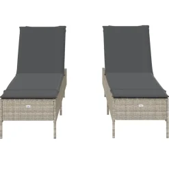 MAISON EXCLUSIVE - Chaises longues avec coussins lot de 2 gris résine tressée