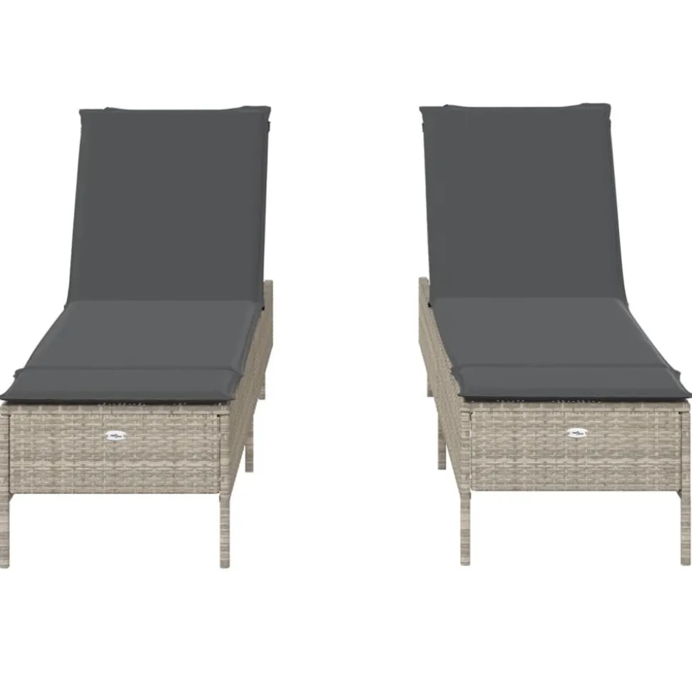 MAISON EXCLUSIVE - Chaises longues avec coussins lot de 2 gris résine tressée