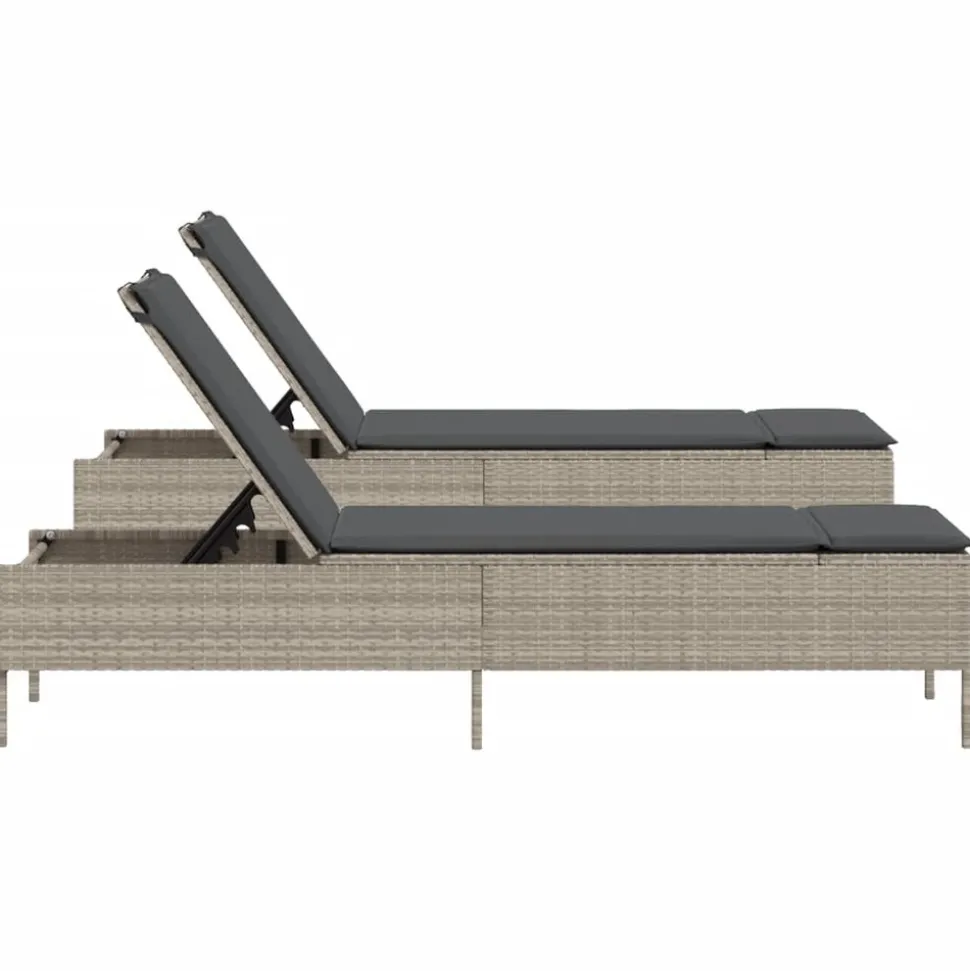 MAISON EXCLUSIVE - Chaises longues avec coussins lot de 2 gris résine tressée