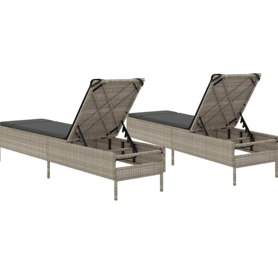 MAISON EXCLUSIVE - Chaises longues avec coussins lot de 2 gris résine tressée
