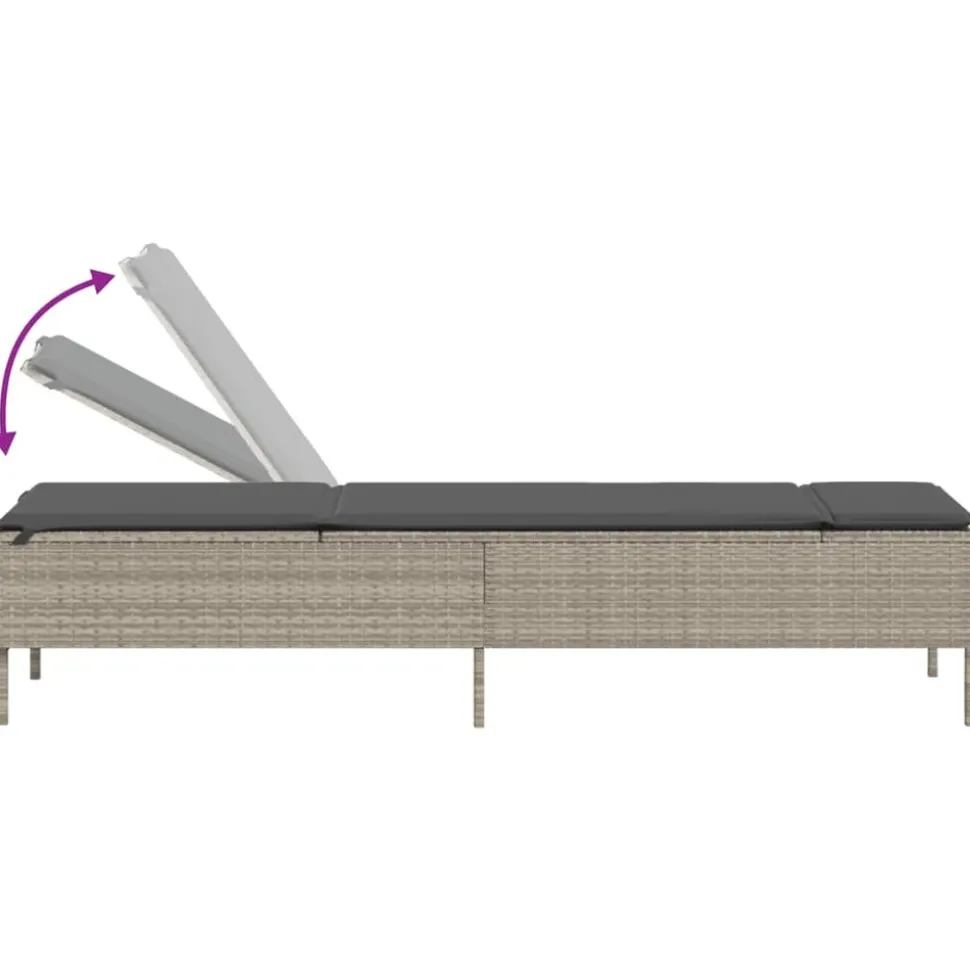 MAISON EXCLUSIVE - Chaises longues avec coussins lot de 2 gris résine tressée