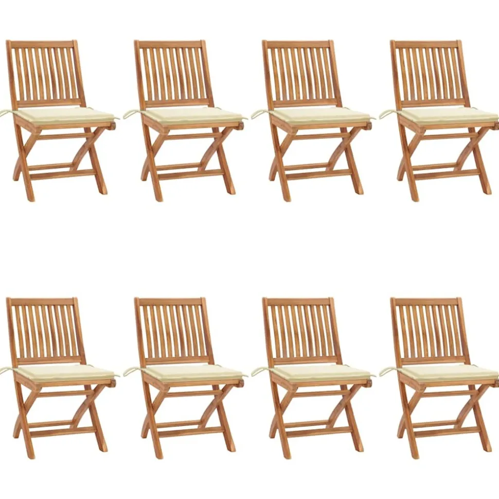 MAISON EXCLUSIVE - Chaises pliables de jardin avec coussins lot de 8 teck solide