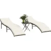 MAISON EXCLUSIVE - Chaises longues lot de 2 avec table marron résine tressée