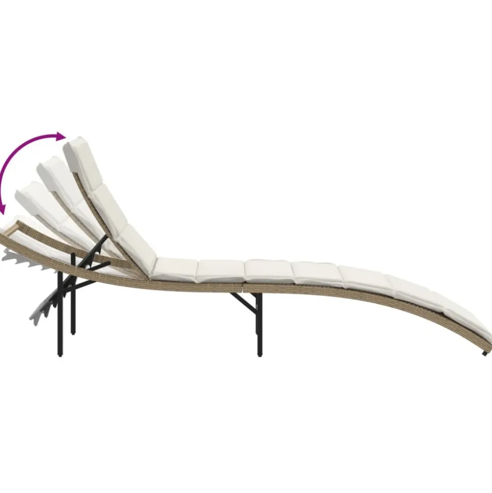 MAISON EXCLUSIVE - Chaises longues lot de 2 avec coussins beige résine tressée