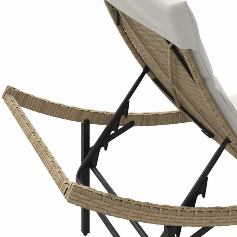 MAISON EXCLUSIVE - Chaises longues lot de 2 avec coussins beige résine tressée