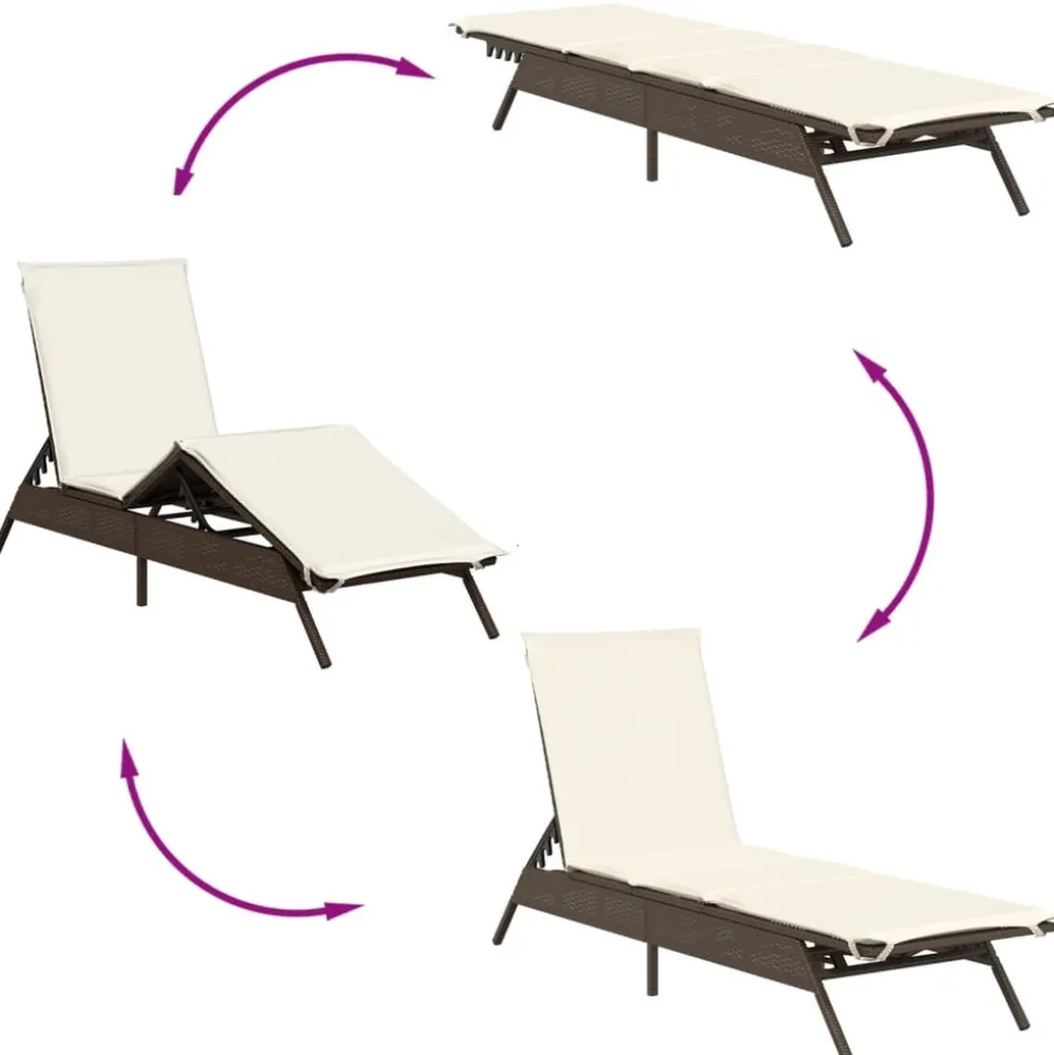 MAISON EXCLUSIVE - Chaises longues lot de 2 avec table marron résine tressée