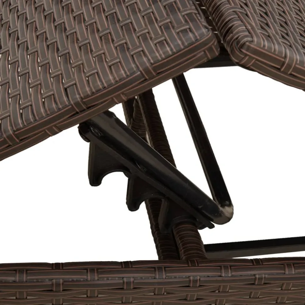 MAISON EXCLUSIVE - Chaises longues lot de 2 avec table marron résine tressée