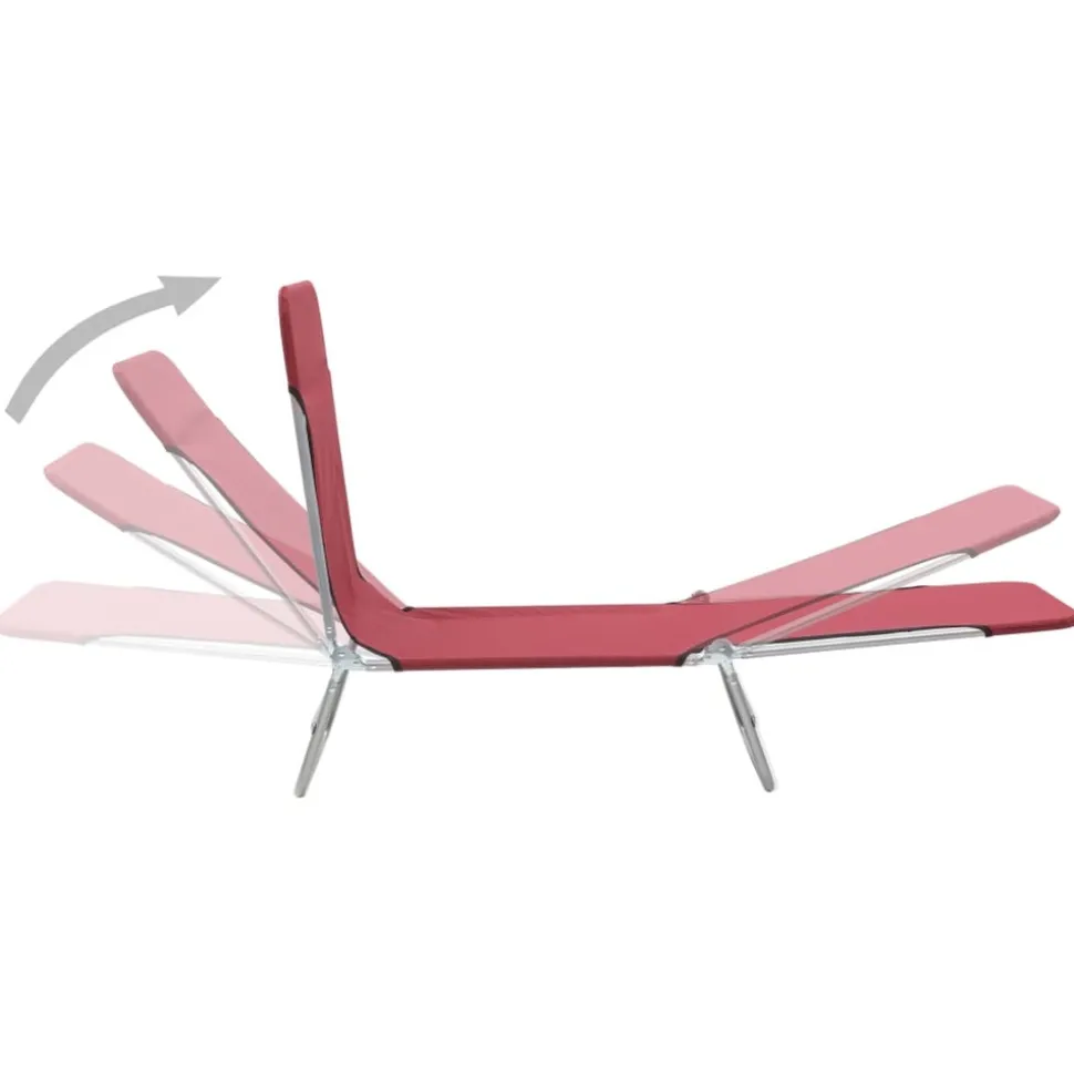 MAISON EXCLUSIVE - Chaises longues pliables lot de 2 acier et tissu rouge
