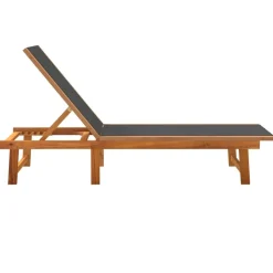 MAISON EXCLUSIVE - Chaises longues lot de 2 noir bois d'acacia solide et textilène
