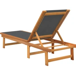 MAISON EXCLUSIVE - Chaises longues lot de 2 noir bois d'acacia solide et textilène