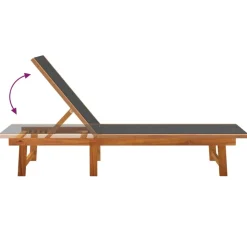 MAISON EXCLUSIVE - Chaises longues lot de 2 noir bois d'acacia solide et textilène