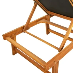 MAISON EXCLUSIVE - Chaises longues lot de 2 noir bois d'acacia solide et textilène