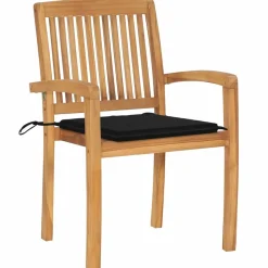 MAISON EXCLUSIVE - Chaises de jardin empilables avec coussins lot de 6 teck solide