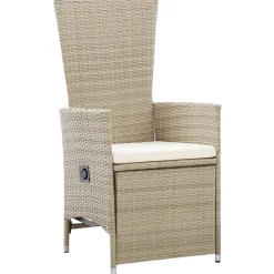 MAISON EXCLUSIVE - Chaises inclinables lot de 2 et coussins résine tressée beige