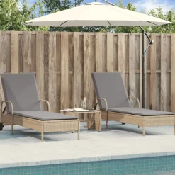 MAISON EXCLUSIVE - Chaises longues avec coussins lot de 2 beige résine tressée