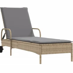 MAISON EXCLUSIVE - Chaises longues avec coussins lot de 2 beige résine tressée