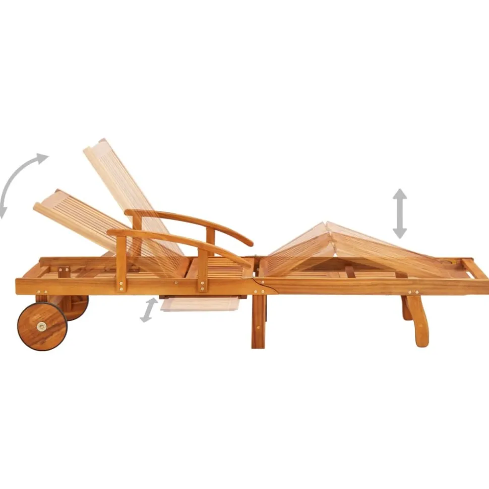 MAISON EXCLUSIVE - Chaises longues lot de 2 avec coussins bois d'acacia solide