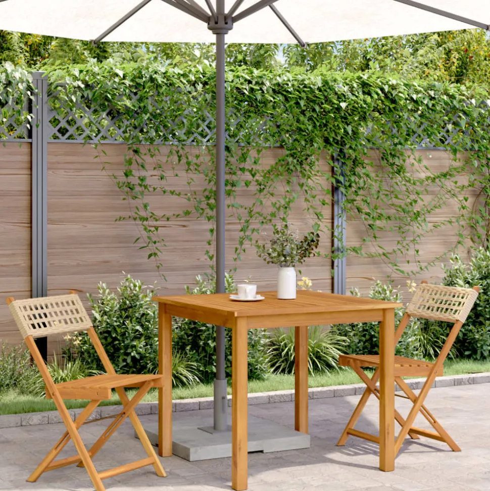MAISON EXCLUSIVE - Chaises de bistrot lot de 2 beige bois massif d'acacia et rotin