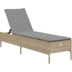 MAISON EXCLUSIVE - Chaises longues avec coussins lot de 2 beige résine tressée