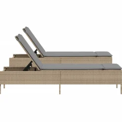 MAISON EXCLUSIVE - Chaises longues avec coussins lot de 2 beige résine tressée
