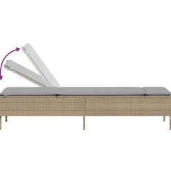 MAISON EXCLUSIVE - Chaises longues avec coussins lot de 2 beige résine tressée