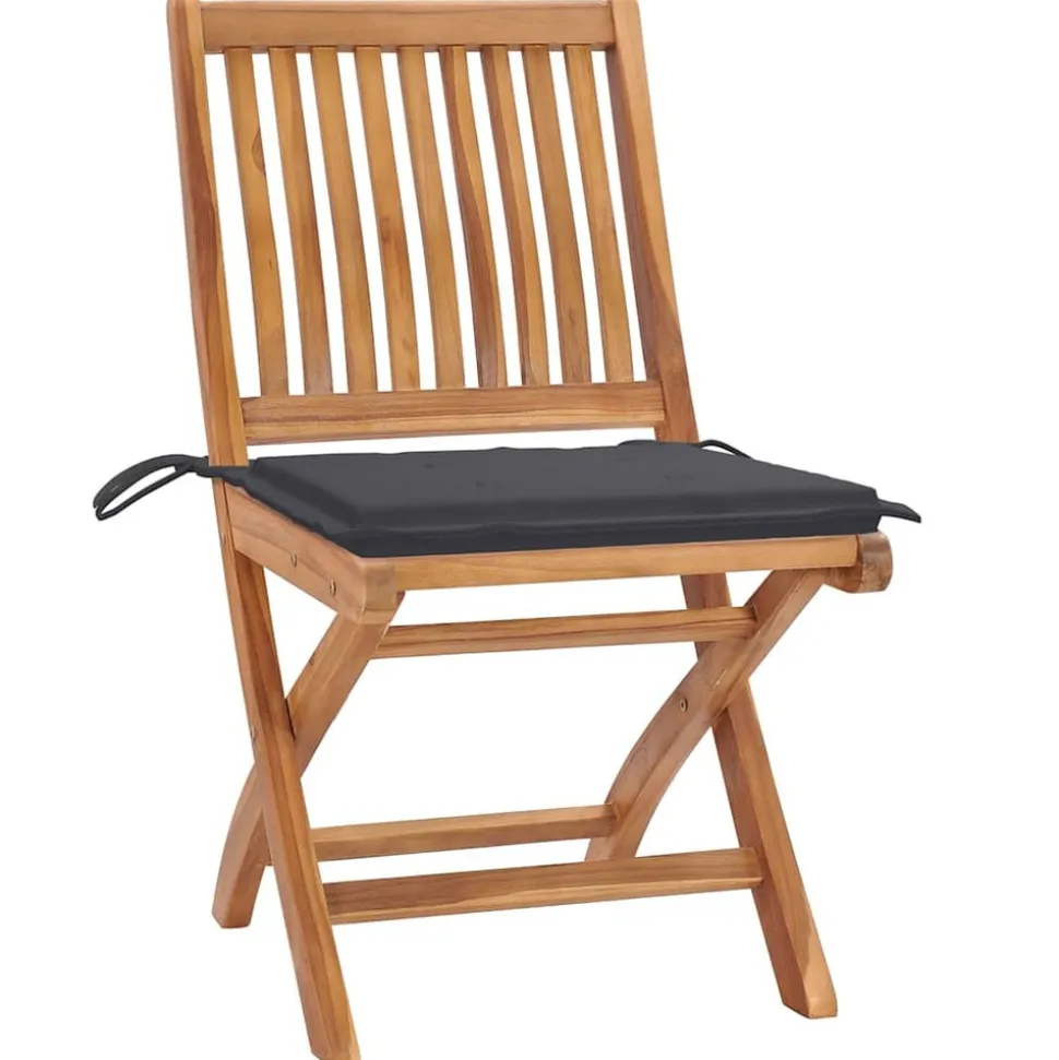 MAISON EXCLUSIVE - Chaises pliables de jardin avec coussins lot de 8 teck solide